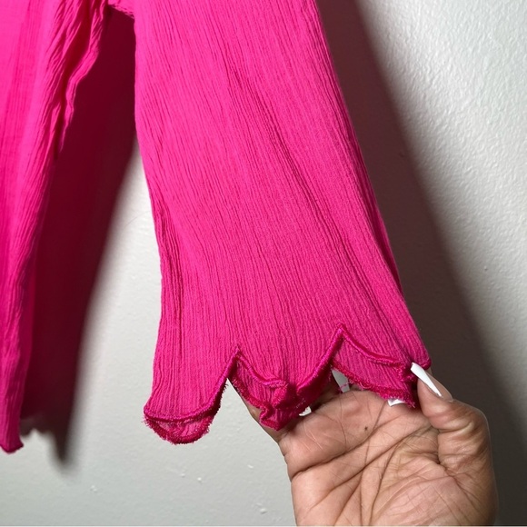 y2k Women Top Medium Hot Pink Asymmetrical Fairy Whymsicsl Ethereal Tie - Picture 6 of 9